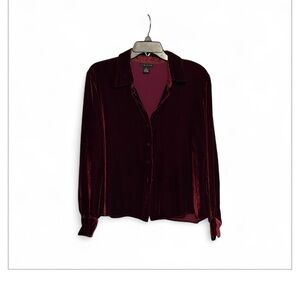 The Limited Vintage Deep Red Velvet Button Down Shirt